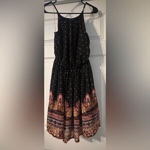 Francesca's Mi Ami Dress Floral Chiffon High Neck Straps Sleeveless Size M